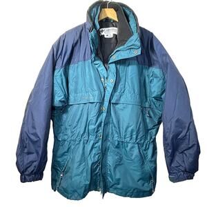 Vtg COLUMBIA Ski Jacket Mens L Gizzmo 3-In-1 Full Zip 2 pc SET Blue Teal